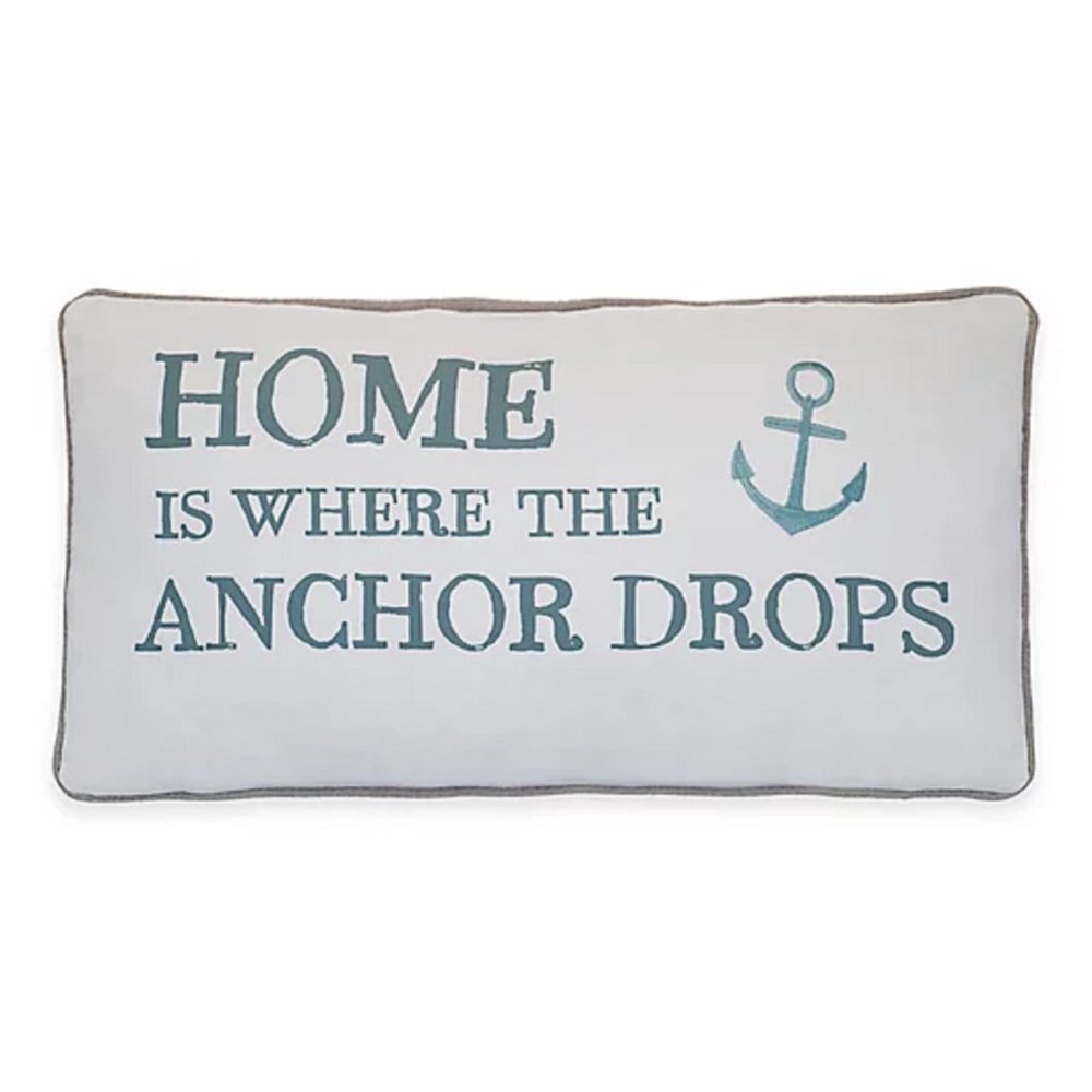 new Provincetown 12x24 Feather-Filled Pillow with Home is Where the Anchor Drops - Picture 6 of 6
